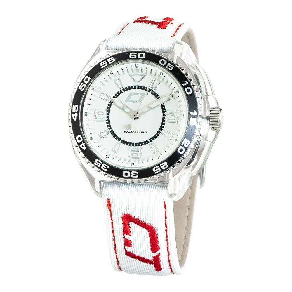 Chronotech White Leather Dress Watch
