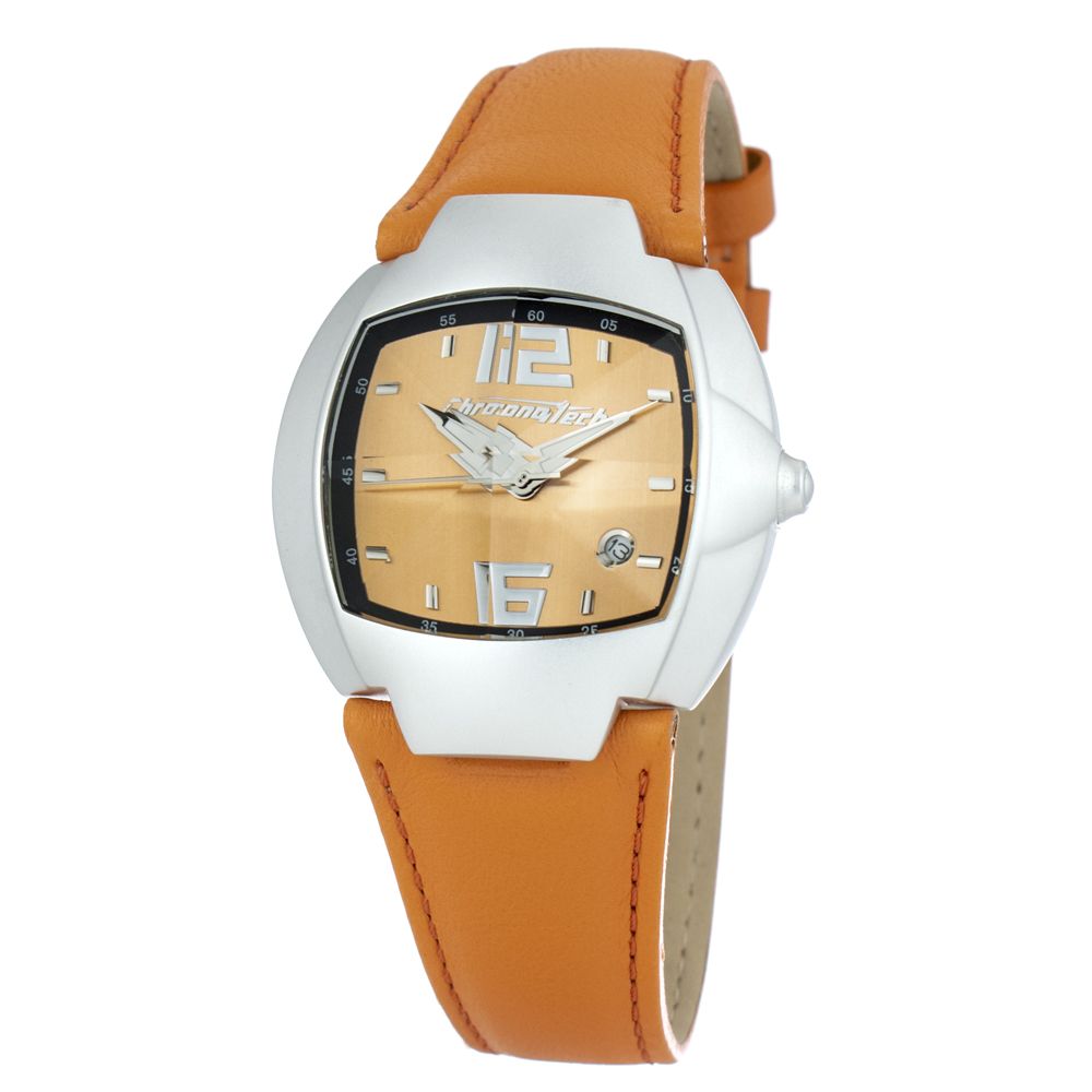 Chronotech Orange Leather Dress Watch