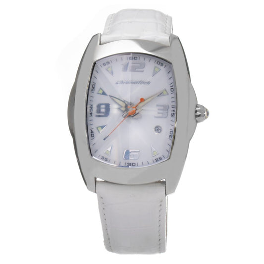 Chronotech White Leather Dress Watch