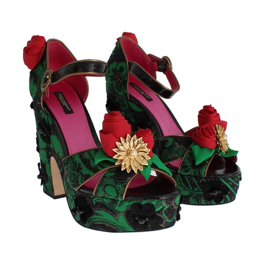 Dolce & Gabbana Enchanted Sicily Crystal Brocade Wedges Dolce & Gabbana