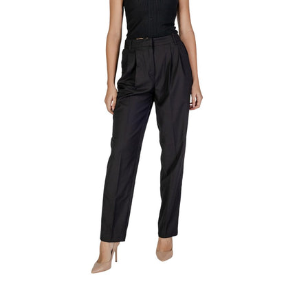 Vila Clothes Black Polyester Dress Pants