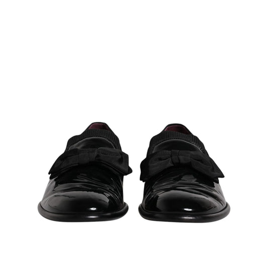 Dolce & Gabbana Black Leather Loafers Men Formal Dress Shoes