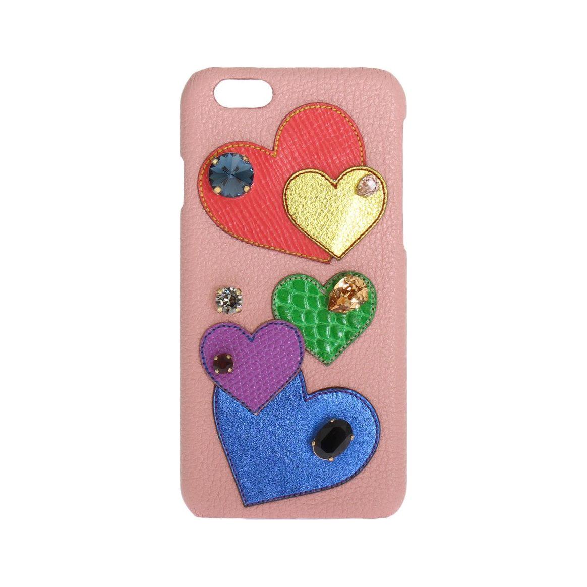 Dolce & Gabbana Pink Leather Heart Crystal Phone Case 1728,67345645728,Accessories,crystals,Dolce & Gabbana,Material: 100% leather,New with tags,Other - Women - Accessories,Other Accessories - Accessories,Pink,Women,Women - Accessories