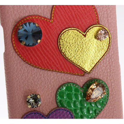 Dolce & Gabbana Pink Leather Heart Crystal Phone Case 1728,67345645728,Accessories,crystals,Dolce & Gabbana,Material: 100% leather,New with tags,Other - Women - Accessories,Other Accessories - Accessories,Pink,Women,Women - Accessories