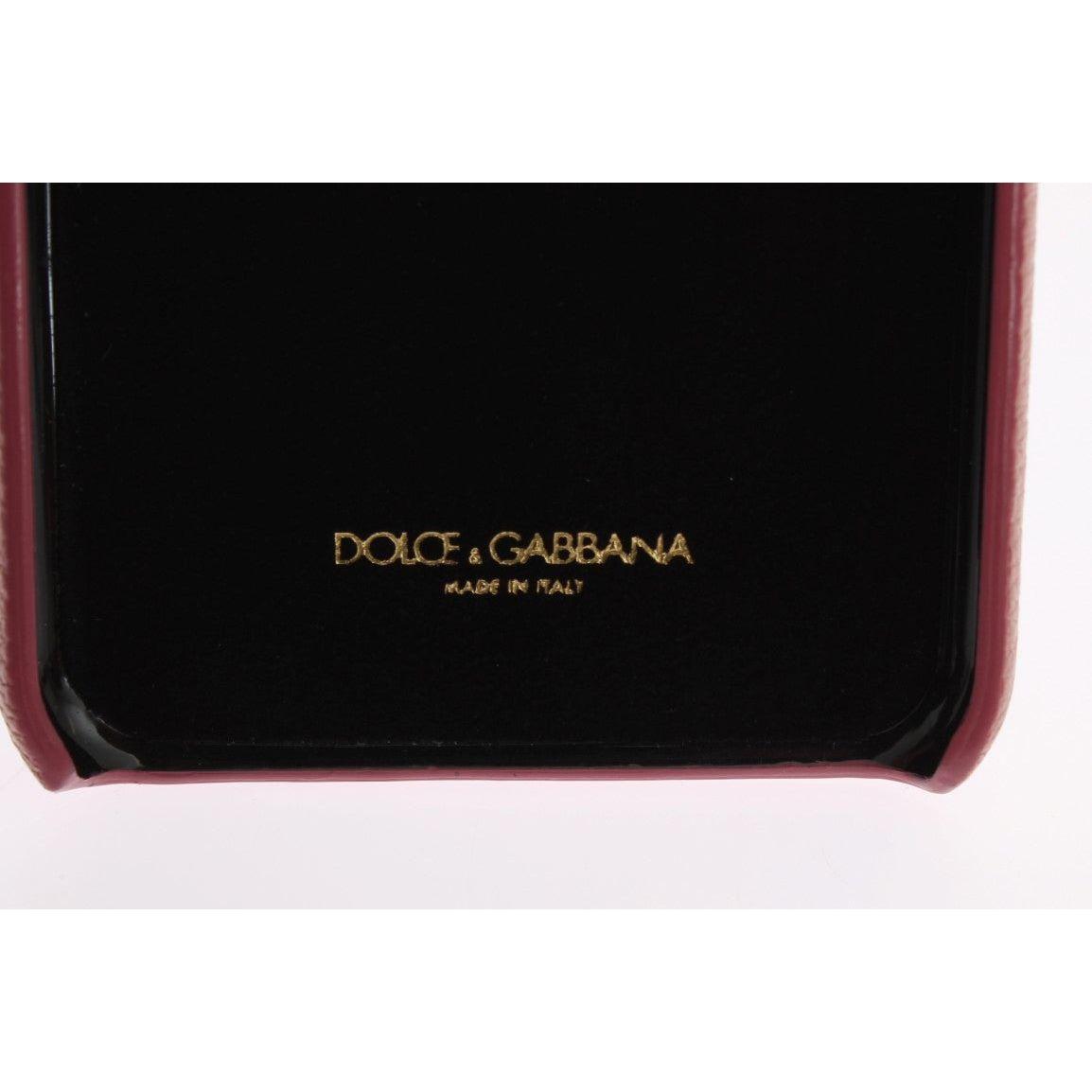 Dolce & Gabbana Chic Pink Leather Crystal iPhone Case Dolce & Gabbana