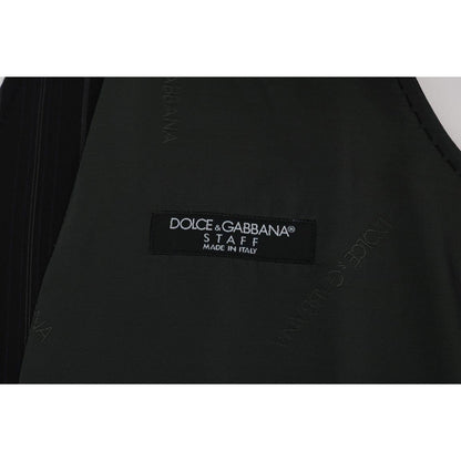 Dolce & Gabbana Black STAFF Cotton Striped Vest 1728,20% Viscose,67345645728,Black,Clothing,Dolce & Gabbana,IT52 | XL,Material: 80% Cotton,Men,Men - Clothing,New with tags,Suits & Blazers - Clothing,Vests - Men - Clothing,Waistcoats - Suits & Blazers - Cl