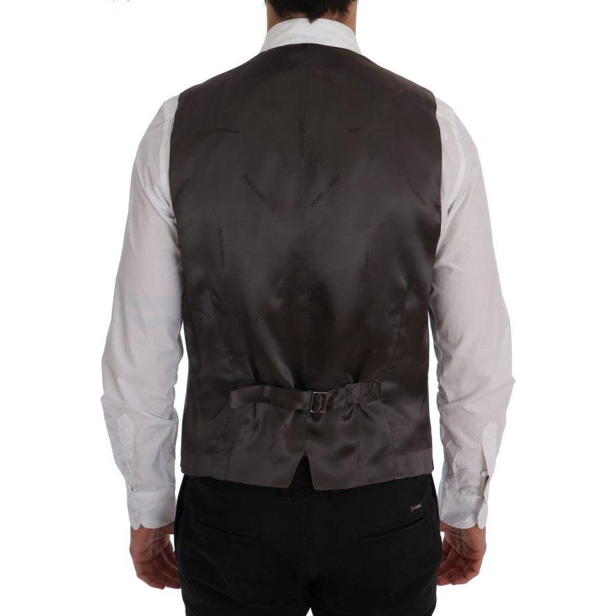 Dolce & Gabbana Gray STAFF Cotton Striped Vest 1728,20% Viscose,67345645728,Clothing,Dolce & Gabbana,Gray,IT50 | L,Material: 80% Cotton,Men,Men - Clothing,New with tags,Suits & Blazers - Clothing,Vests - Men - Clothing,Waistcoats - Suits & Blazers - Cloth