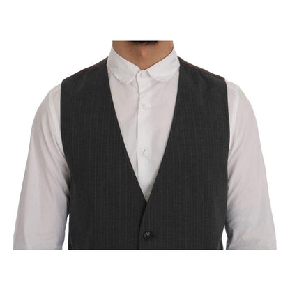 Dolce & Gabbana Gray STAFF Cotton Striped Vest 1728,20% Viscose,67345645728,Clothing,Dolce & Gabbana,Gray,IT50 | L,Material: 80% Cotton,Men,Men - Clothing,New with tags,Suits & Blazers - Clothing,Vests - Men - Clothing,Waistcoats - Suits & Blazers - Cloth