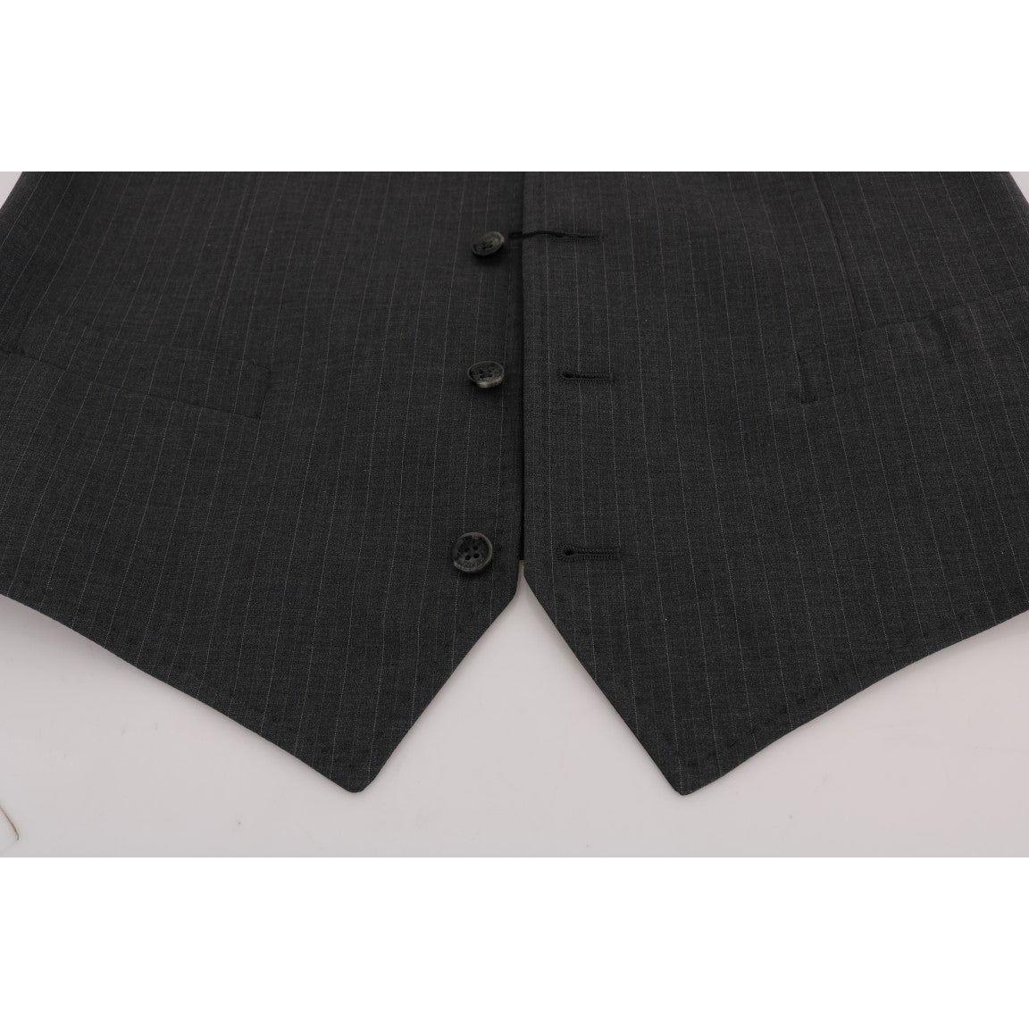 Dolce & Gabbana Gray STAFF Cotton Striped Vest 1728,20% Viscose,67345645728,Clothing,Dolce & Gabbana,Gray,IT50 | L,Material: 80% Cotton,Men,Men - Clothing,New with tags,Suits & Blazers - Clothing,Vests - Men - Clothing,Waistcoats - Suits & Blazers - Cloth