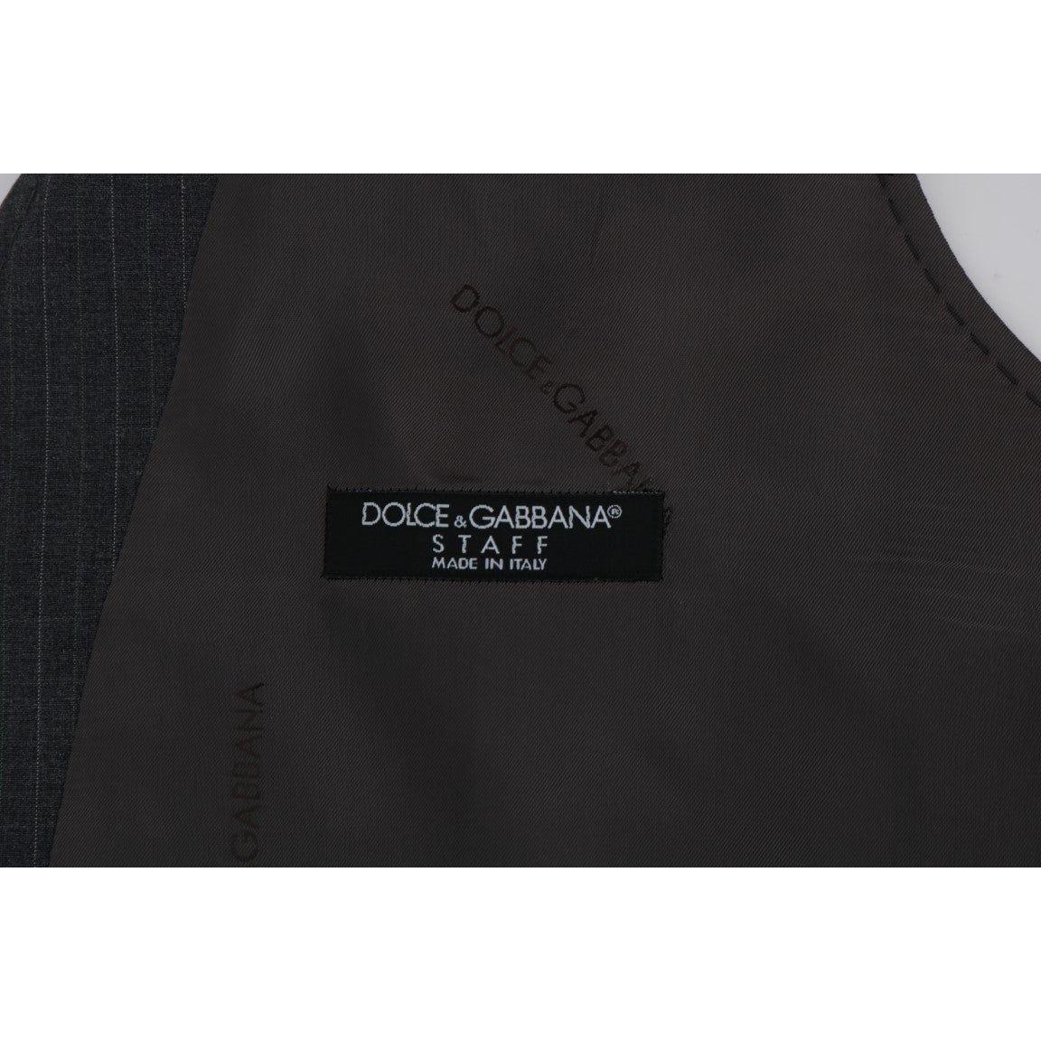 Dolce & Gabbana Gray STAFF Cotton Striped Vest 1728,20% Viscose,67345645728,Clothing,Dolce & Gabbana,Gray,IT50 | L,Material: 80% Cotton,Men,Men - Clothing,New with tags,Suits & Blazers - Clothing,Vests - Men - Clothing,Waistcoats - Suits & Blazers - Cloth