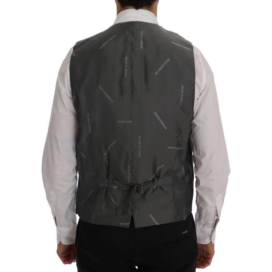 Dolce & Gabbana Gray STAFF Cotton Striped Vest 1728,20% Viscose,67345645728,Clothing,Dolce & Gabbana,Gray,IT50 | L,Material: 80% Cotton,Men,Men - Clothing,New with tags,Suits & Blazers - Clothing,Vests - Men - Clothing,Waistcoats - Suits & Blazers - Cloth