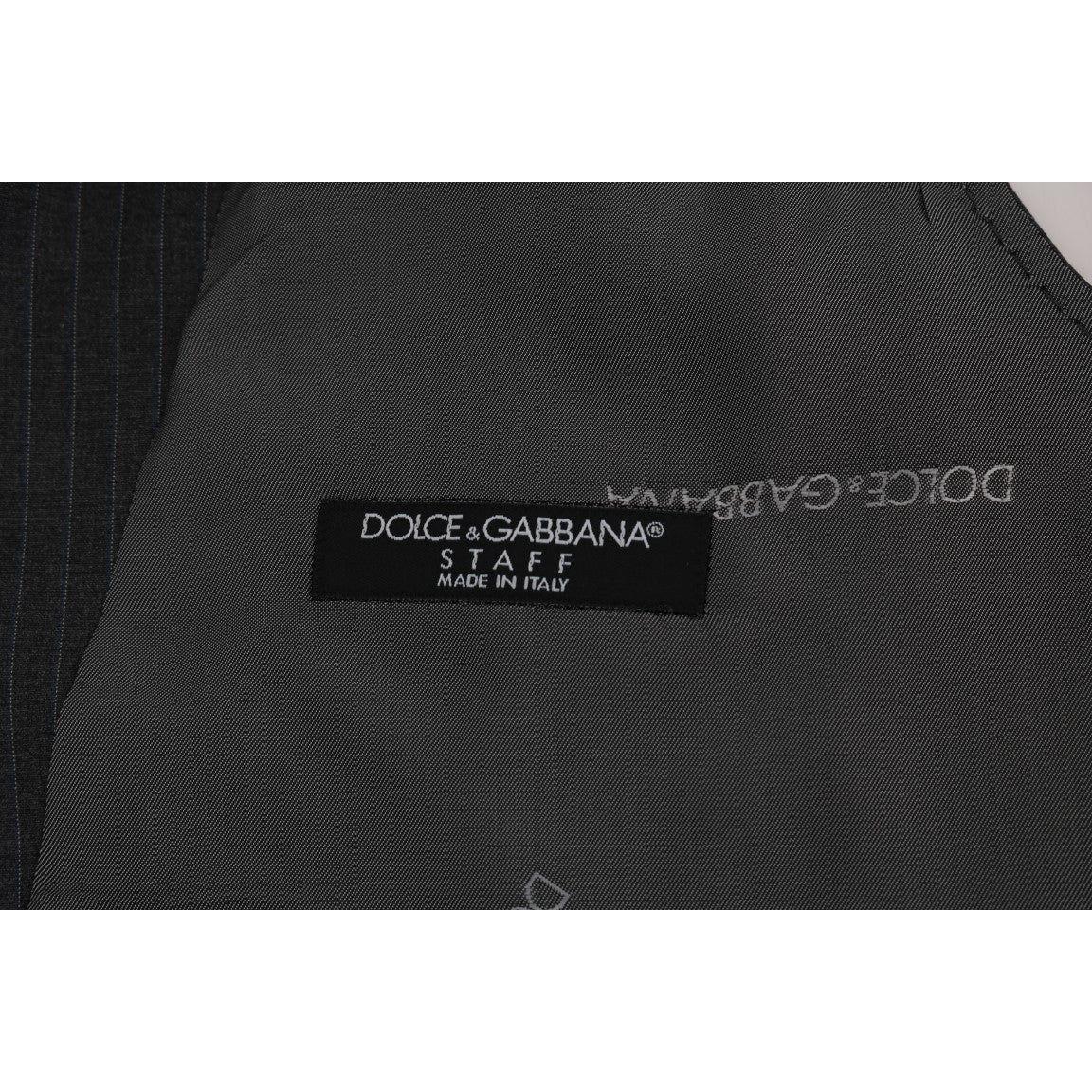 Dolce & Gabbana Gray STAFF Cotton Striped Vest 1728,20% Viscose,67345645728,Clothing,Dolce & Gabbana,Gray,IT50 | L,Material: 80% Cotton,Men,Men - Clothing,New with tags,Suits & Blazers - Clothing,Vests - Men - Clothing,Waistcoats - Suits & Blazers - Cloth