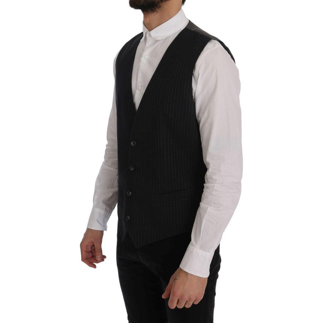 Dolce & Gabbana Gray STAFF Cotton Striped Vest 1728,20% Viscose,67345645728,Clothing,Dolce & Gabbana,Gray,IT50 | L,Material: 80% Cotton,Men,Men - Clothing,New with tags,Suits & Blazers - Clothing,Vests - Men - Clothing,Waistcoats - Suits & Blazers - Cloth