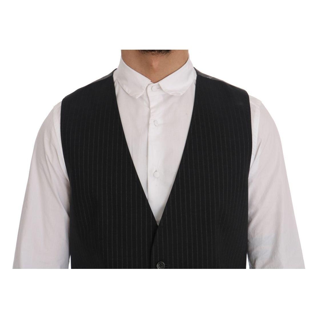 Dolce & Gabbana Gray STAFF Cotton Striped Vest 1728,20% Viscose,67345645728,Clothing,Dolce & Gabbana,Gray,IT50 | L,Material: 80% Cotton,Men,Men - Clothing,New with tags,Suits & Blazers - Clothing,Vests - Men - Clothing,Waistcoats - Suits & Blazers - Cloth