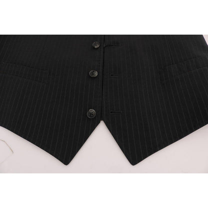 Dolce & Gabbana Gray STAFF Cotton Striped Vest 1728,20% Viscose,67345645728,Clothing,Dolce & Gabbana,Gray,IT50 | L,Material: 80% Cotton,Men,Men - Clothing,New with tags,Suits & Blazers - Clothing,Vests - Men - Clothing,Waistcoats - Suits & Blazers - Cloth