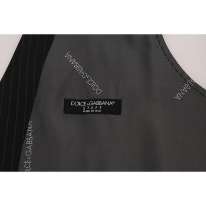 Dolce & Gabbana Gray STAFF Cotton Striped Vest 1728,20% Viscose,67345645728,Clothing,Dolce & Gabbana,Gray,IT50 | L,Material: 80% Cotton,Men,Men - Clothing,New with tags,Suits & Blazers - Clothing,Vests - Men - Clothing,Waistcoats - Suits & Blazers - Cloth