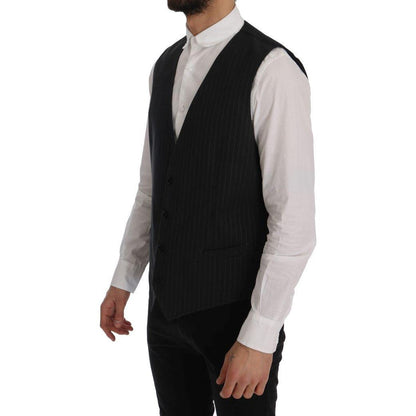 Dolce & Gabbana Gray STAFF Cotton Striped Vest 1728,20% Viscose,67345645728,Clothing,Dolce & Gabbana,Gray,IT52 | XL,Material: 80% Cotton,Men,Men - Clothing,New with tags,Suits & Blazers - Clothing,Vests - Men - Clothing,Waistcoats - Suits & Blazers - Clot