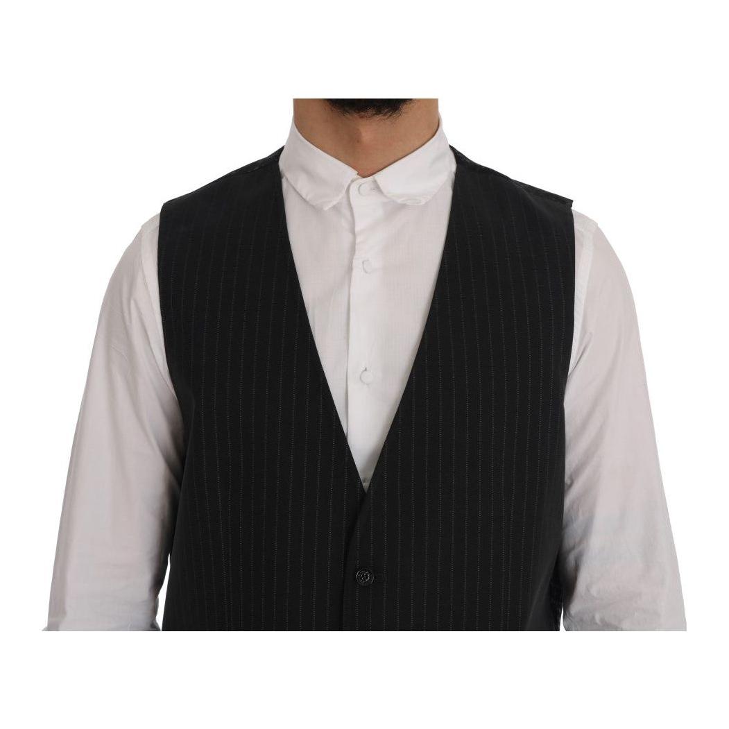 Dolce & Gabbana Gray STAFF Cotton Striped Vest 1728,20% Viscose,67345645728,Clothing,Dolce & Gabbana,Gray,IT52 | XL,Material: 80% Cotton,Men,Men - Clothing,New with tags,Suits & Blazers - Clothing,Vests - Men - Clothing,Waistcoats - Suits & Blazers - Clot