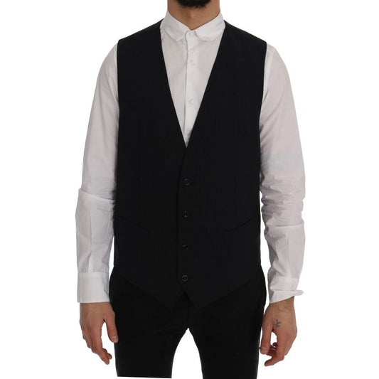 Dolce & Gabbana Black STAFF Wool Striped Vest