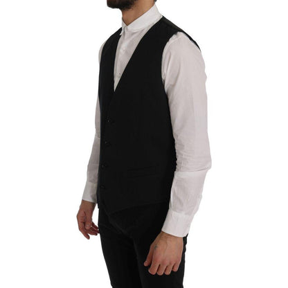 Dolce & Gabbana Black STAFF Cotton Vest 1728,20% Viscose,67345645728,Black,Clothing,Dolce & Gabbana,IT52 | XL,Material: 80% Cotton,Men,Men - Clothing,New with tags,Suits & Blazers - Clothing,Vests - Men - Clothing,Waistcoats - Suits & Blazers - Clothing