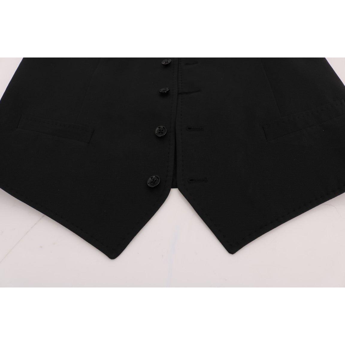 Dolce & Gabbana Black STAFF Cotton Vest 1728,20% Viscose,67345645728,Black,Clothing,Dolce & Gabbana,IT52 | XL,Material: 80% Cotton,Men,Men - Clothing,New with tags,Suits & Blazers - Clothing,Vests - Men - Clothing,Waistcoats - Suits & Blazers - Clothing