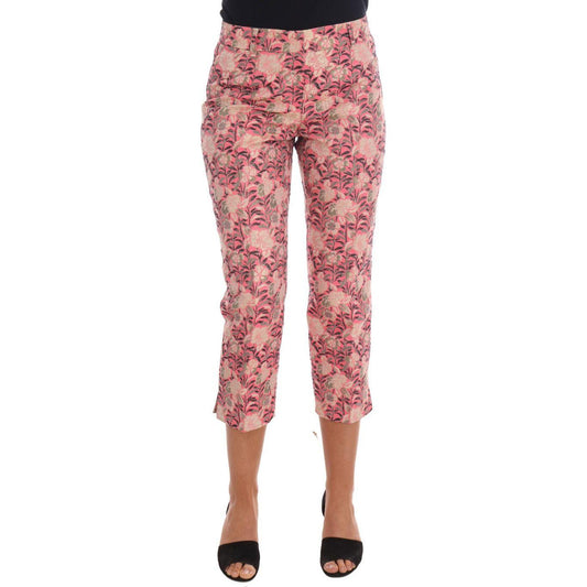 Dolce & Gabbana Pink Floral Brocade Capri Pants 1728,67345645728,77% Polyester,Clothing,Cropped Pants - Pants - Clothing,Dolce & Gabbana,IT38|XS,IT40|S,Jeans & Pants - Women - Clothing,Material: 23% Cotton,Multicolor,New with tags,Pants - Clothing,Women,W