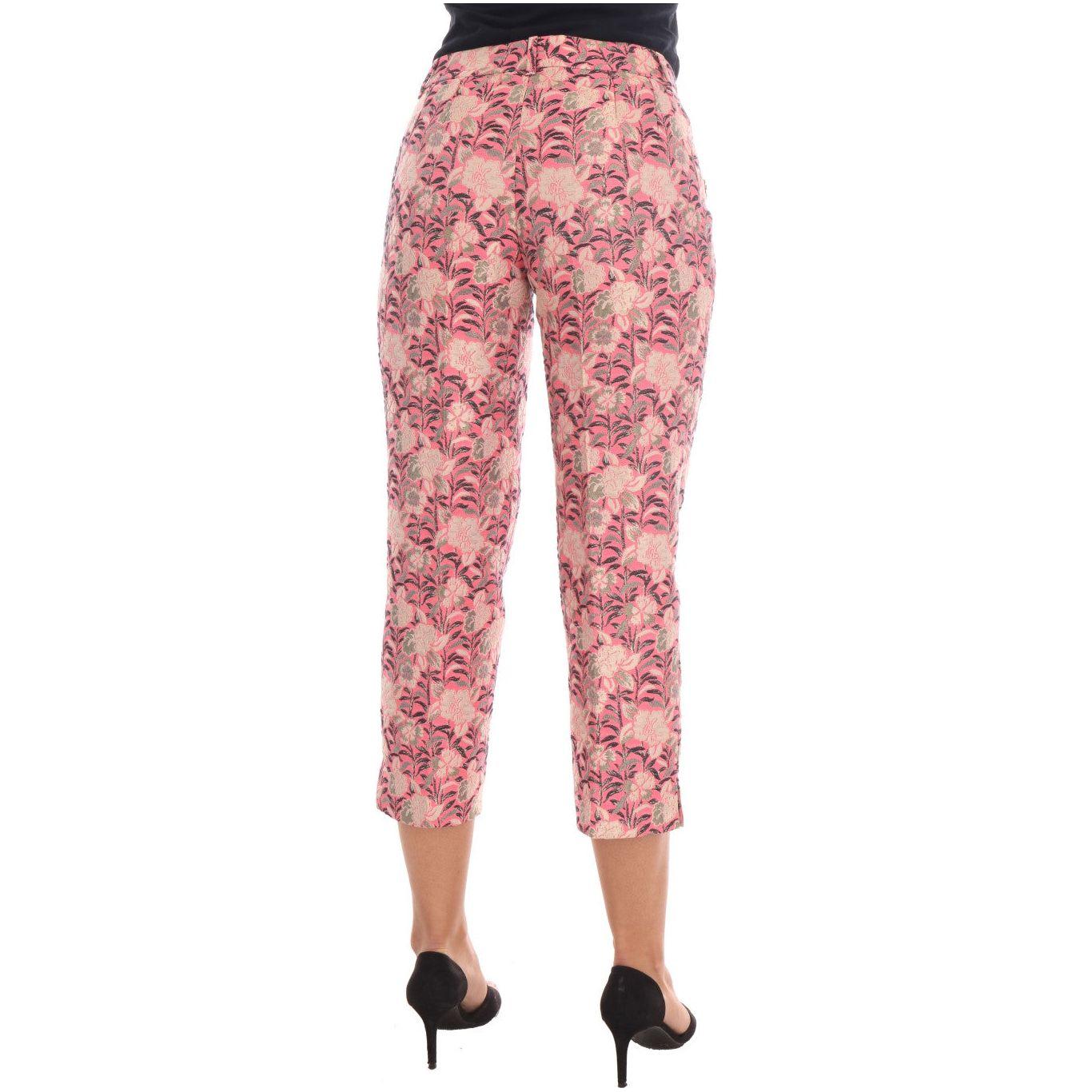 Dolce & Gabbana Pink Floral Brocade Capri Pants 1728,67345645728,77% Polyester,Clothing,Cropped Pants - Pants - Clothing,Dolce & Gabbana,IT38|XS,IT40|S,Jeans & Pants - Women - Clothing,Material: 23% Cotton,Multicolor,New with tags,Pants - Clothing,Women,W