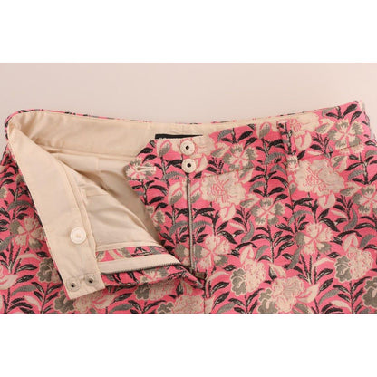 Dolce & Gabbana Pink Floral Brocade Capri Pants 1728,67345645728,77% Polyester,Clothing,Cropped Pants - Pants - Clothing,Dolce & Gabbana,IT38|XS,IT40|S,Jeans & Pants - Women - Clothing,Material: 23% Cotton,Multicolor,New with tags,Pants - Clothing,Women,W