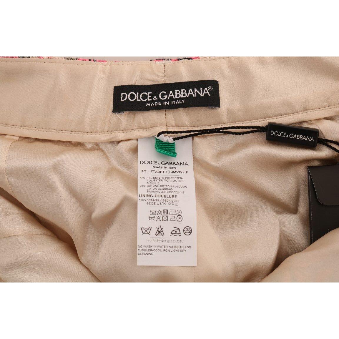 Dolce & Gabbana Pink Floral Brocade Capri Pants 1728,67345645728,77% Polyester,Clothing,Cropped Pants - Pants - Clothing,Dolce & Gabbana,IT38|XS,IT40|S,Jeans & Pants - Women - Clothing,Material: 23% Cotton,Multicolor,New with tags,Pants - Clothing,Women,W