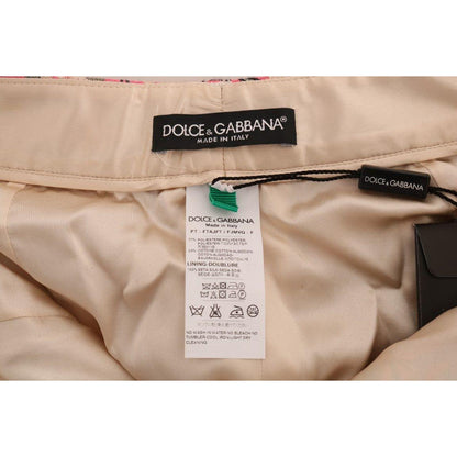 Dolce & Gabbana Pink Floral Brocade Capri Pants 1728,67345645728,77% Polyester,Clothing,Cropped Pants - Pants - Clothing,Dolce & Gabbana,IT38|XS,IT40|S,Jeans & Pants - Women - Clothing,Material: 23% Cotton,Multicolor,New with tags,Pants - Clothing,Women,W