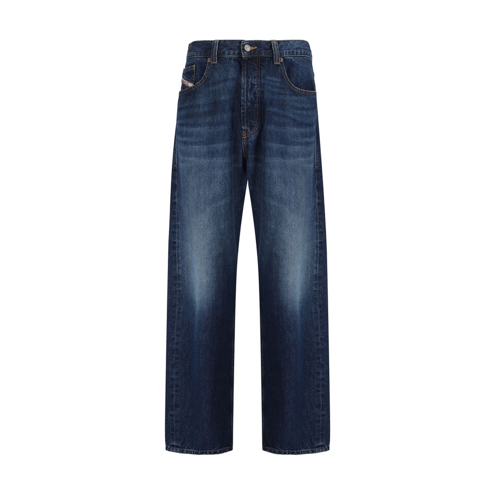 Diesel Blue Cotton Relaxed Fit Jeans