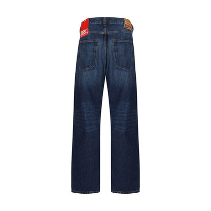 Diesel Blue Cotton Relaxed Fit Jeans