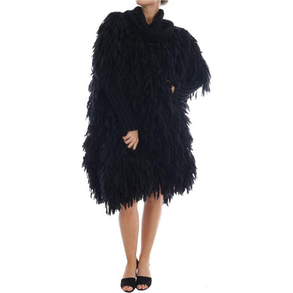 Dolce & Gabbana Black Fringes Wool Pullover Sweater 10% Cashmere,16% Polyester,1728,67345645728,Black,Clothing,Dolce & Gabbana,IT40|S,Material: 75% Wool,New with tags,Sweaters - Clothing,Sweaters - Women - Clothing,Turtlenecks - Sweaters - Clothing,Women,