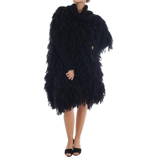 Dolce & Gabbana Black Fringes Wool Pullover Sweater 10% Cashmere,16% Polyester,1728,67345645728,Black,Clothing,Dolce & Gabbana,IT40|S,Material: 75% Wool,New with tags,Sweaters - Clothing,Sweaters - Women - Clothing,Turtlenecks - Sweaters - Clothing,Women,