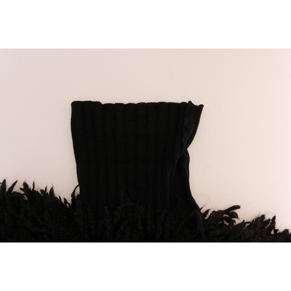 Dolce & Gabbana Black Fringes Wool Pullover Sweater 10% Cashmere,16% Polyester,1728,67345645728,Black,Clothing,Dolce & Gabbana,IT40|S,Material: 75% Wool,New with tags,Sweaters - Clothing,Sweaters - Women - Clothing,Turtlenecks - Sweaters - Clothing,Women,