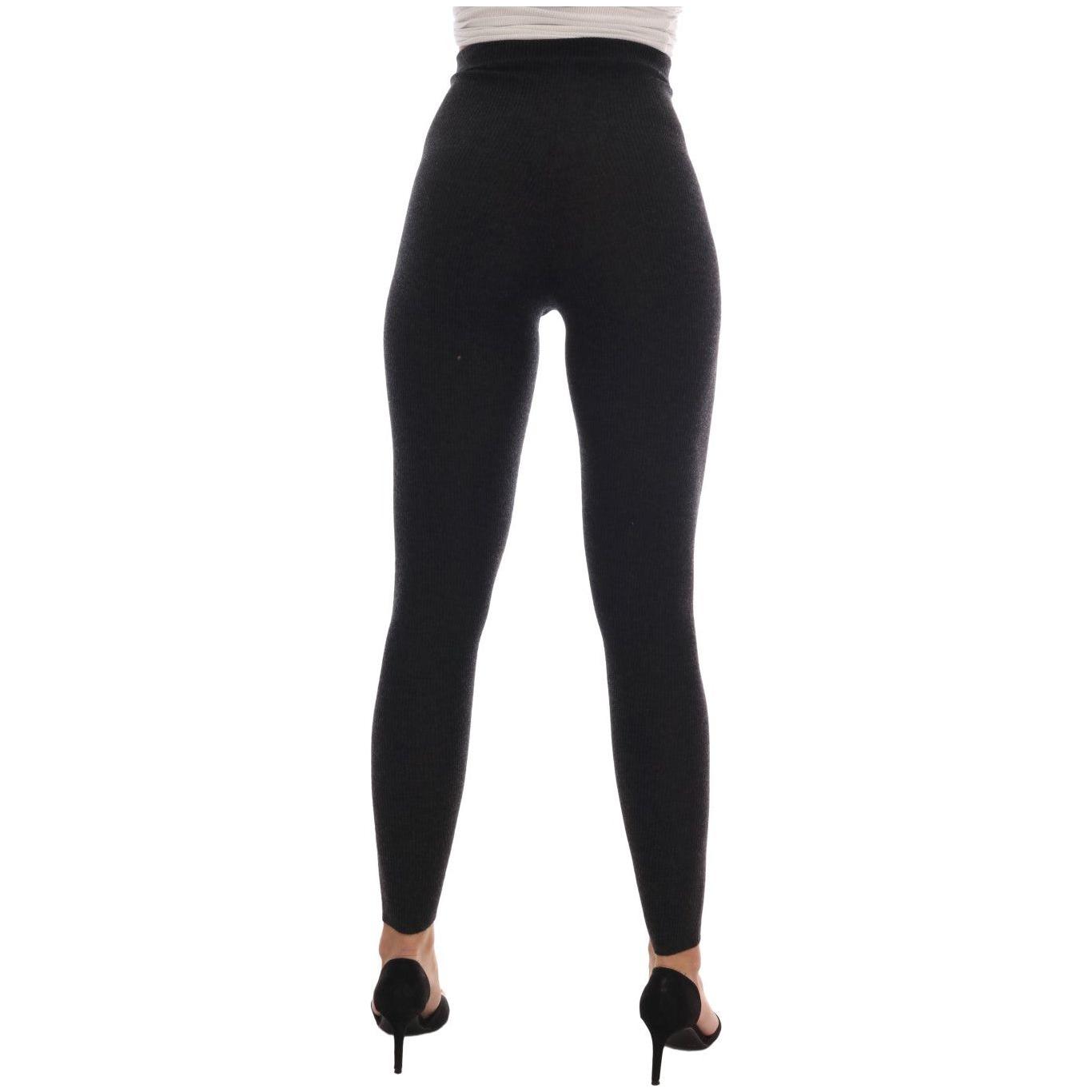 Dolce & Gabbana Gray Cashmere Ribbed Stretch Tights
