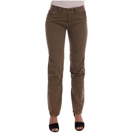 Ermanno Scervino Brown Cotton Casual Slim Fit Pants