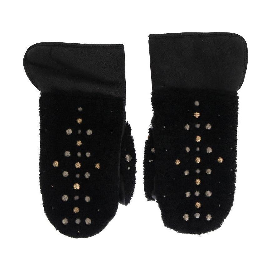 Dolce & Gabbana Studded Black Leather Gentleman's Gloves Dolce & Gabbana