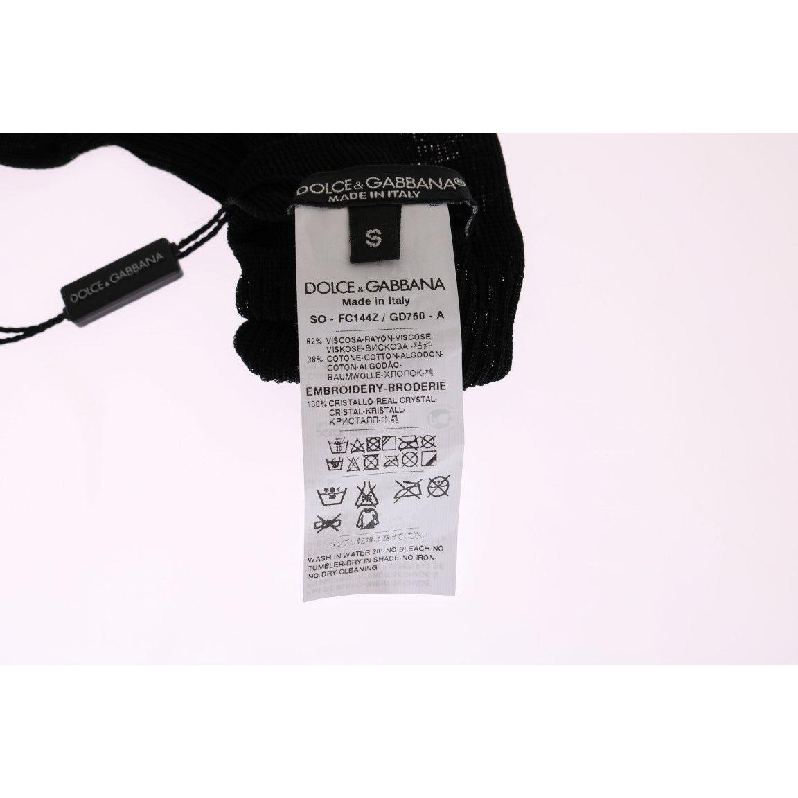 Dolce & Gabbana Black Knitted Floral Clear Crystal Socks 1728,62% Viscose,67345645728,Black,Clothing,Dolce & Gabbana,M,Material: 38% Cotton,New with tags,S,Socks - Underwear - Clothing,Tights & Socks - Women - Clothing,Underwear - Clothing,Women,Women - C