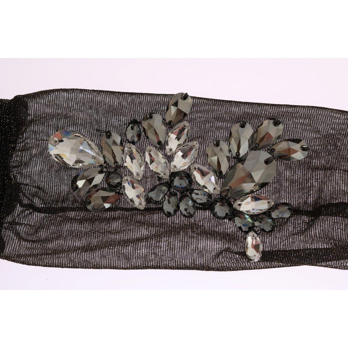 جوارب سوداء بطول منتصف الساق مزينة بالكريستال من دولتشي آند غابانا