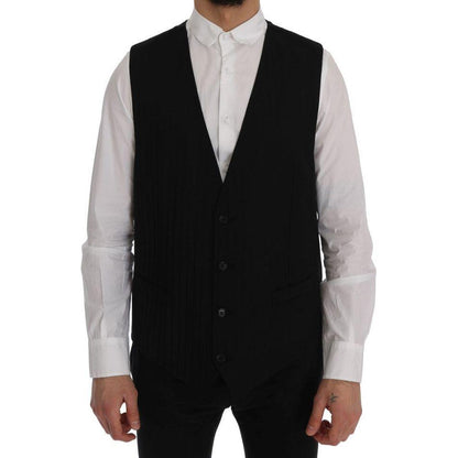 Dolce & Gabbana Black STAFF Wool Stretch Vest 1728,3% Elastane,67345645728,Black,Clothing,Dolce & Gabbana,IT50 | L,Material: 97% Wool,Men,Men - Clothing,New with tags,Suits & Blazers - Clothing,Vests - Men - Clothing,Waistcoats - Suits & Blazers - Clothin