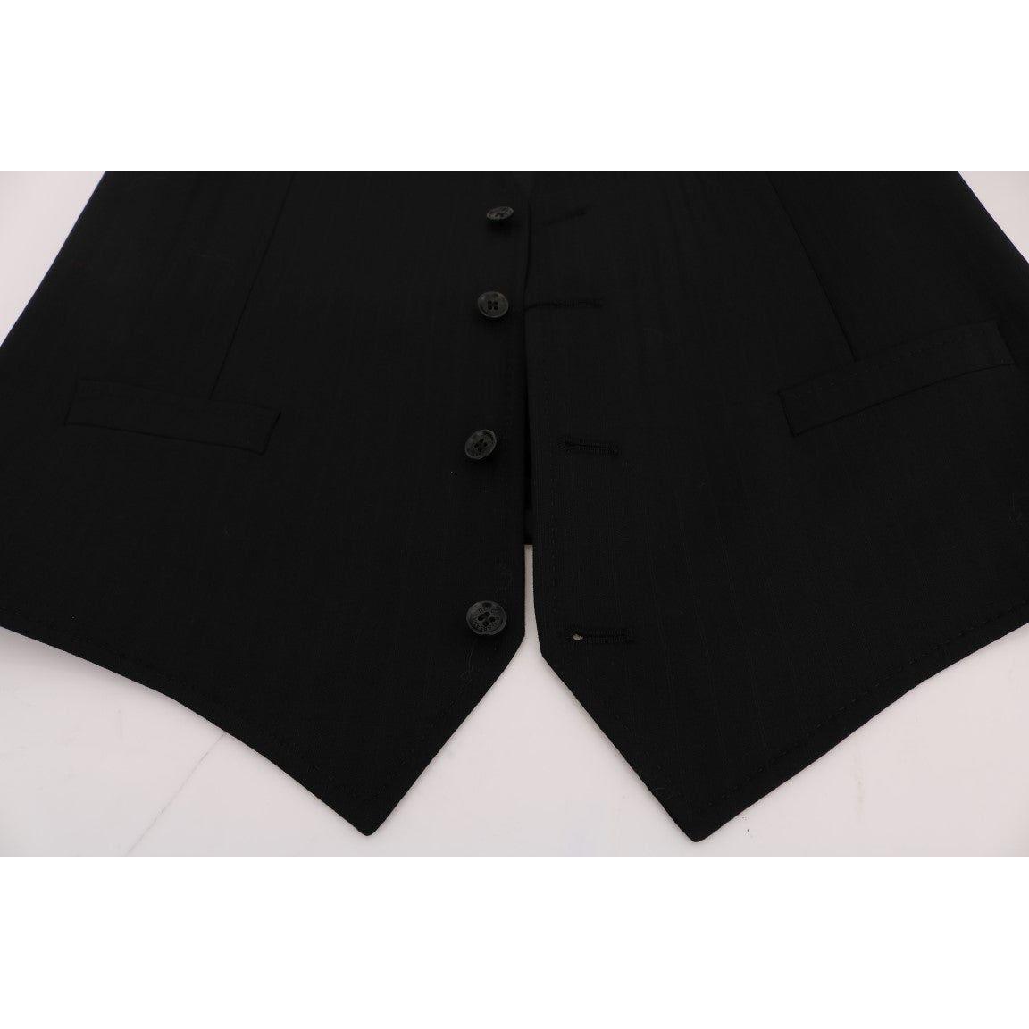 Dolce & Gabbana Black STAFF Wool Stretch Vest 1728,3% Elastane,67345645728,Black,Clothing,Dolce & Gabbana,IT50 | L,Material: 97% Wool,Men,Men - Clothing,New with tags,Suits & Blazers - Clothing,Vests - Men - Clothing,Waistcoats - Suits & Blazers - Clothin
