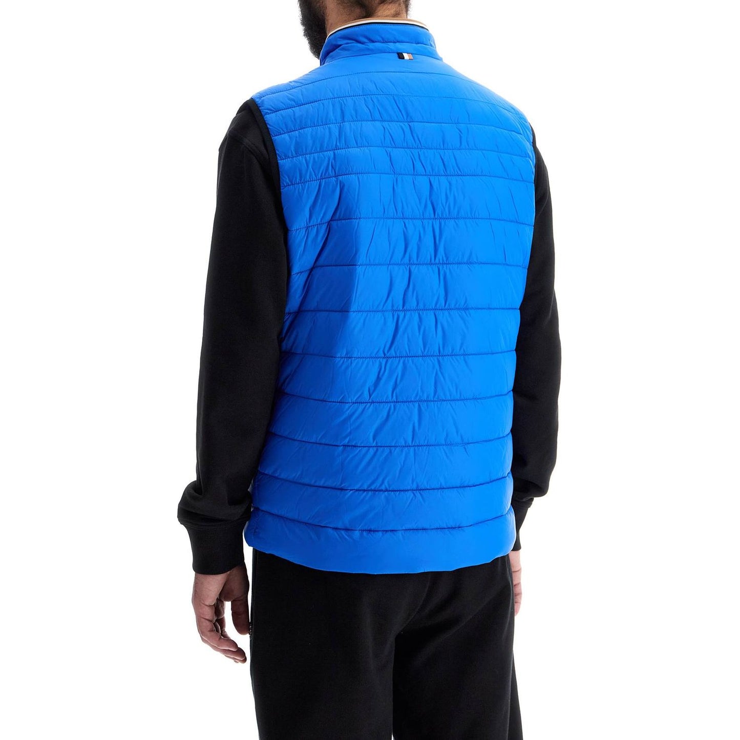 Boss bright blue quilted gilet with high collar and zip