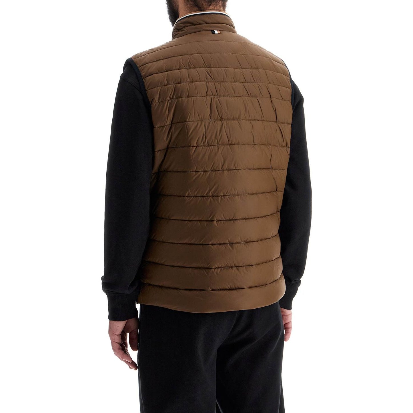 Boss gilet trapuntato verde in poliestere riciclato con zip