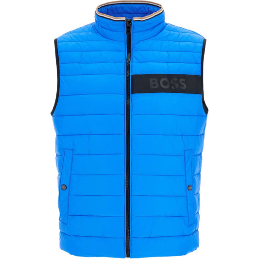 Boss bright blue quilted gilet with high collar and zip