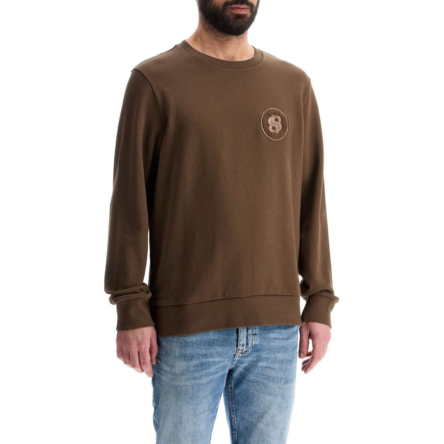 Boss men's long sleeve crew neck cotton sweatshirt in green