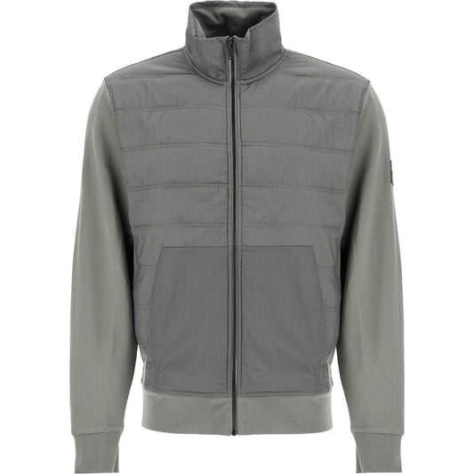 Boss gray quilted high collar zip sweatshirt