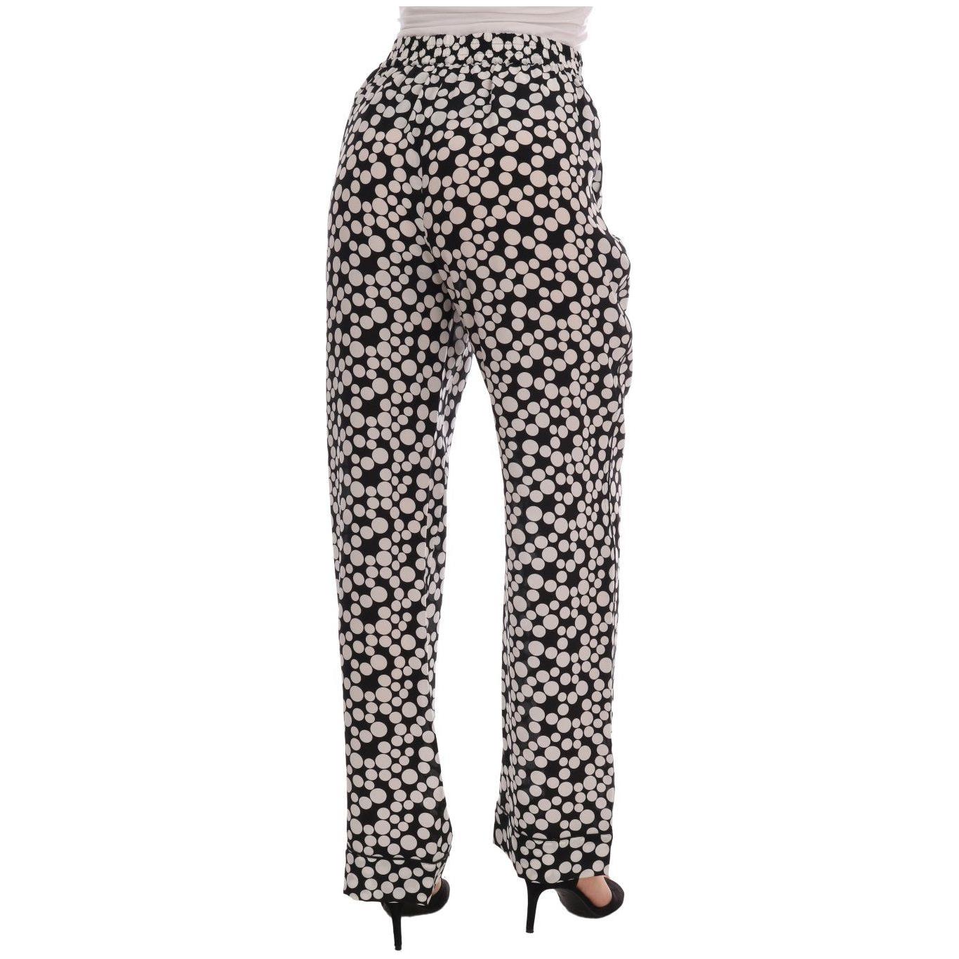 Dolce & Gabbana Elegant Polka Dot Silk High-Waist Pants Jeans & Pants Dolce & Gabbana