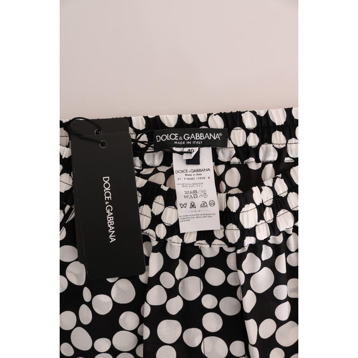 بنطلون حريري أنيق منقط بخصر مرتفع من دولتشي آند غابانا