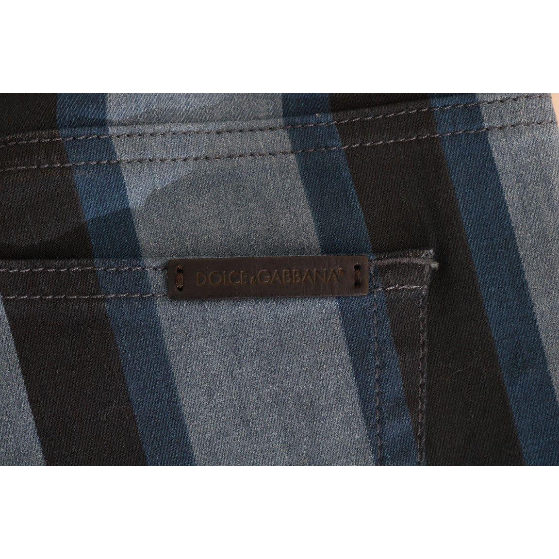 Dolce & Gabbana Chic Blue Striped Slim Fit Girly Jeans Dolce & Gabbana